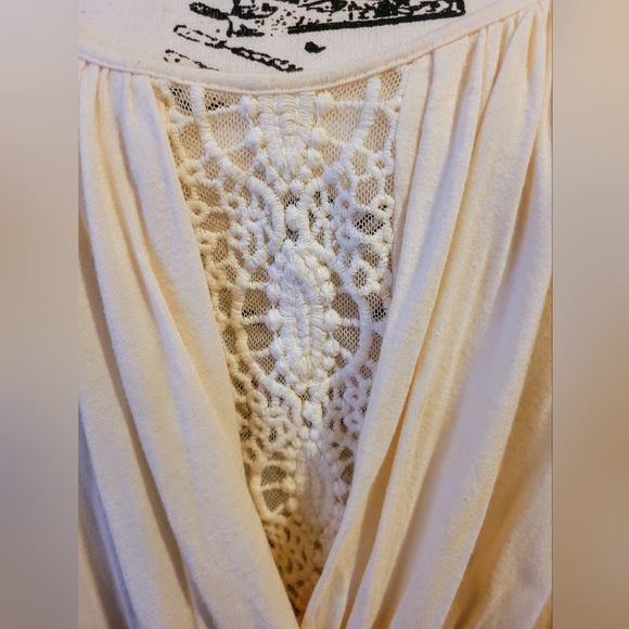 Free People Ann's Ruched Top in Tea, Boho, Scoop Neck, Criss-cross Back, EUC, M - Picture 6 of 13